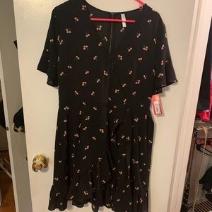 Black dress with cherry design
